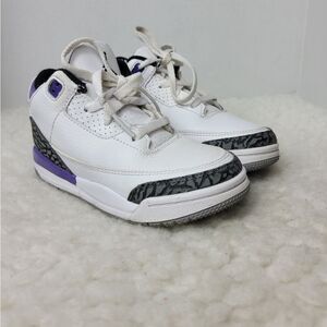 Nike JORDAN 3 Retro Size 10C Dark Iris PS Sneakers DM0966105 White Gray Purple